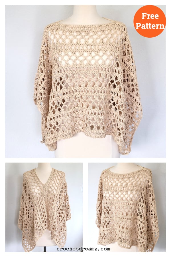 Lacy Summer Poncho Free Crochet Pattern