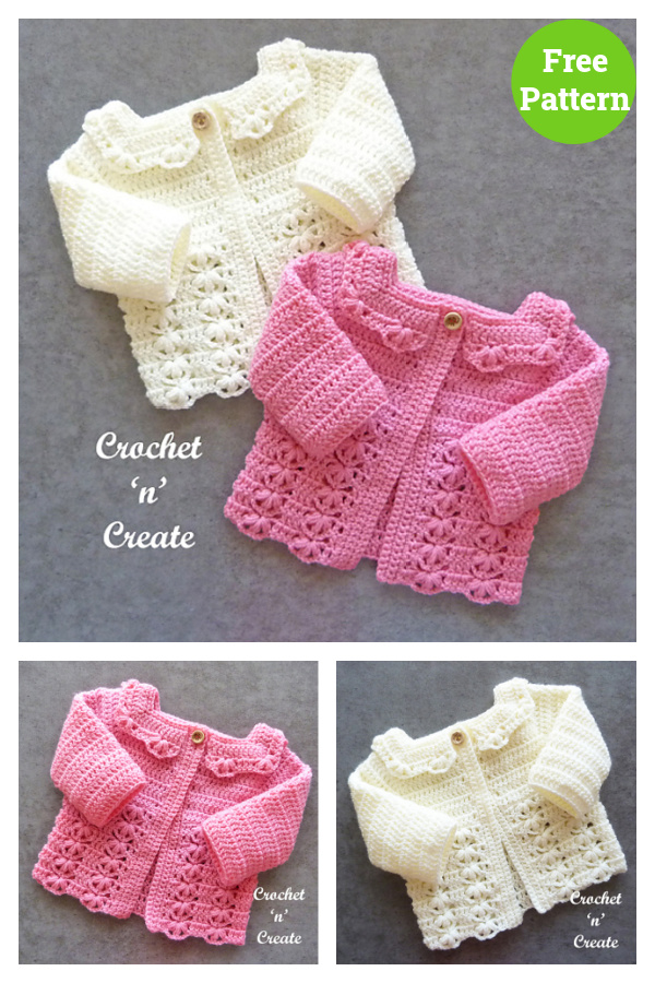 Lotus Shells Baby Jacket Free Crochet Pattern 