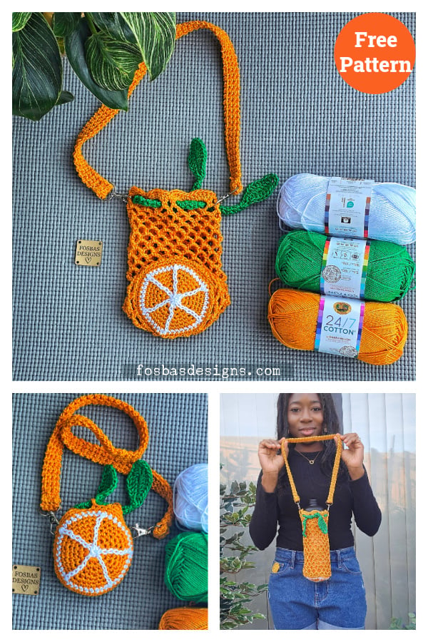 Orange Slice Crossbody Bottle Holder Free Crochet Pattern