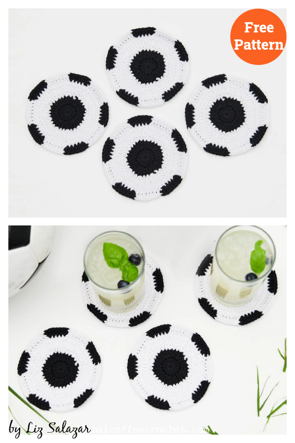Soccer Ball Coaster Free Crochet Pattern