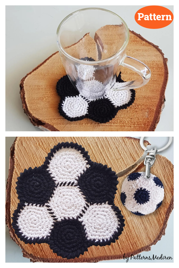 Soccer ball Coaster Crochet Pattern