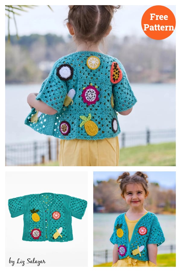 Tropical Motif Cardi Free Crochet Pattern