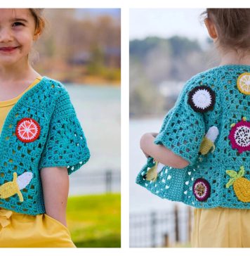 Tropical Motif Cardi Free Crochet Pattern