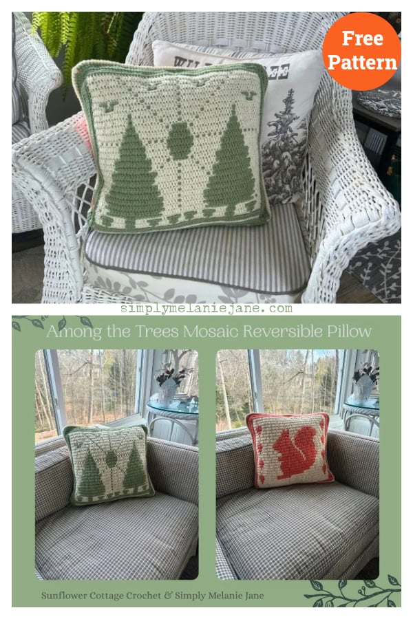 Woodland Mosaic Reversible Pillow Free Crochet Pattern