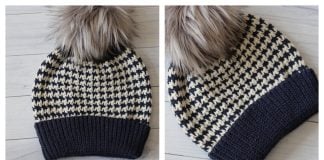 Houndstooth Beanie Free Crochet Pattern and Video Tutorial