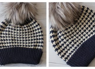 Houndstooth Beanie Free Crochet Pattern and Video Tutorial