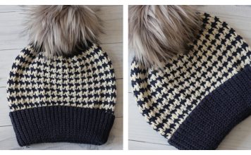 Houndstooth Beanie Free Crochet Pattern and Video Tutorial