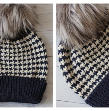 Houndstooth Beanie Free Crochet Pattern and Video Tutorial