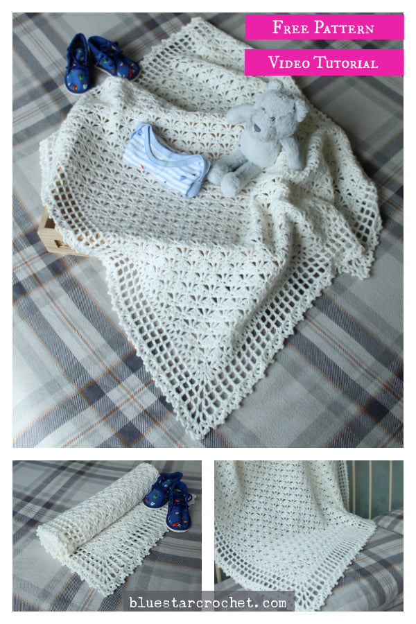 Lacy Baby Blanket Free Crochet Pattern and Video Tutorial