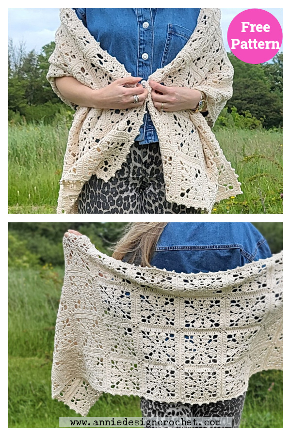 Vintage Flower Shawl Free Crochet Pattern