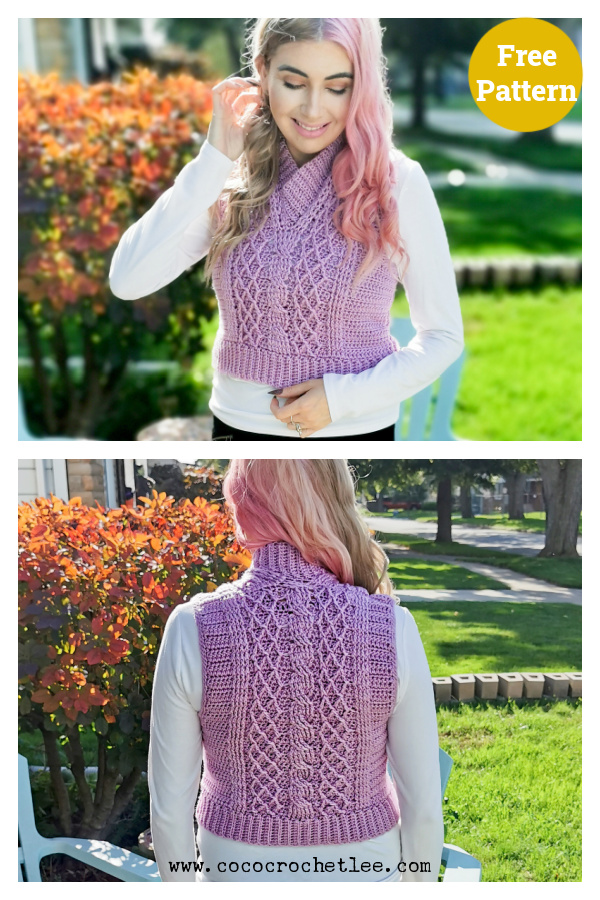 Alice Cabled Vest Free Crochet Pattern