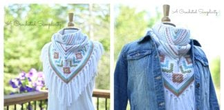 Boho Chic Mosaic Triangular Scarf Free Crochet Pattern