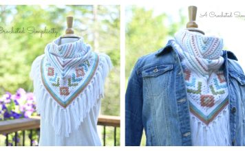 Boho Chic Mosaic Triangular Scarf Free Crochet Pattern