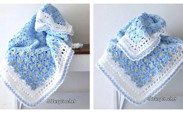 Forget-Me-Not Daydream Floral Blanket Crochet Pattern