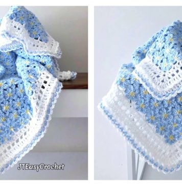 Forget-Me-Not Daydream Floral Blanket Crochet Pattern