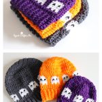 Ghosts in a Row Hat Free Crochet Pattern