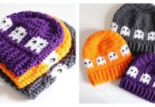 Ghosts in a Row Hat Free Crochet Pattern