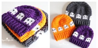 Ghosts in a Row Hat Free Crochet Pattern