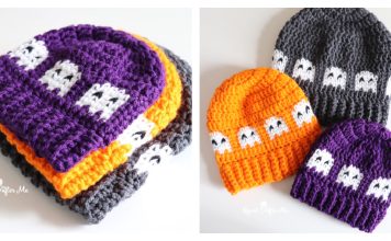 Ghosts in a Row Hat Free Crochet Pattern