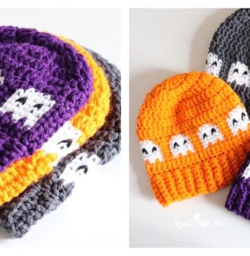 Ghosts in a Row Hat Free Crochet Pattern