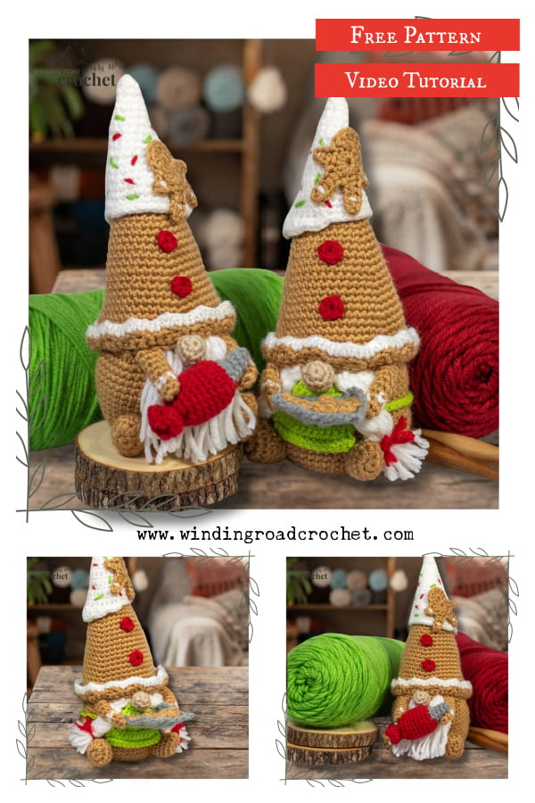 Gingerbread Cookie Gnome Couple Free Crochet Pattern and Video Tutorial