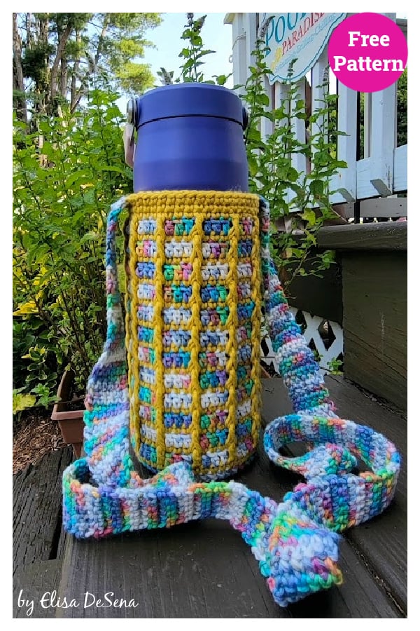 Kaleidoscope Water Bottle Holder Free Crochet Pattern