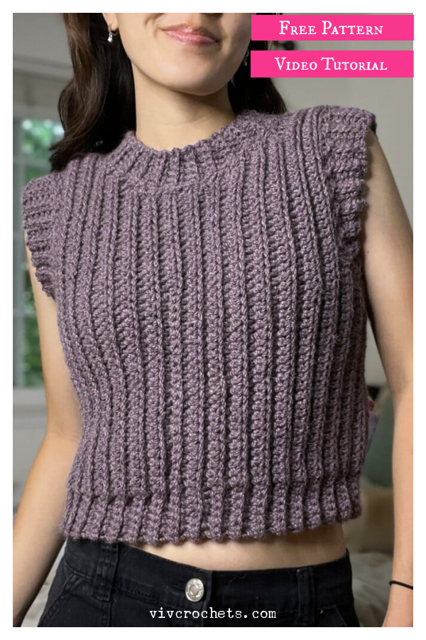 Ribbed Sweater Vest Free Crochet Pattern and Video Tutorial