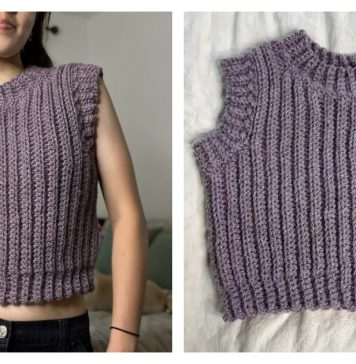 Ribbed Sweater Vest Free Crochet Pattern and Video Tutorial