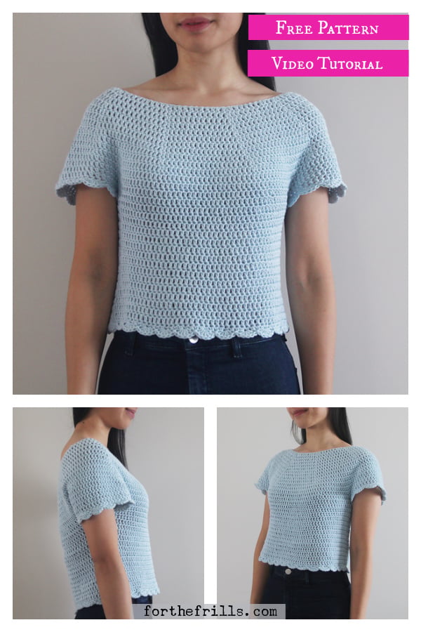 Scallop Top Free Crochet Pattern and Video Tutorial