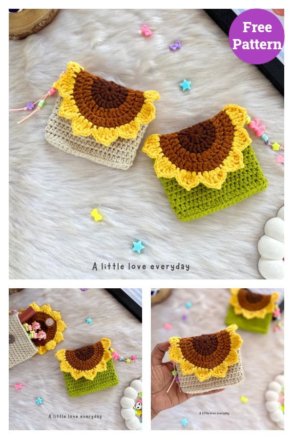 Sunflower Coin Purse Free Crochet Pattern