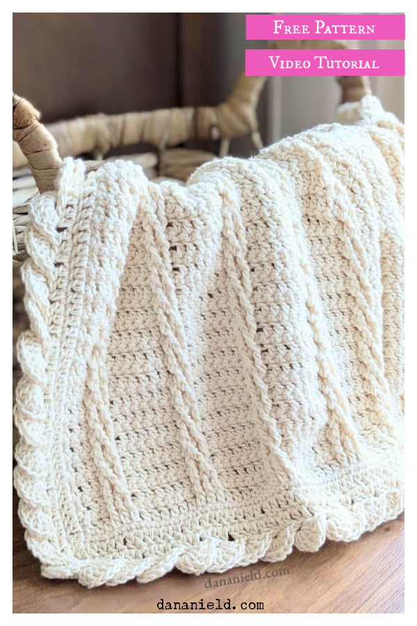 Twelve Cables Baptism Blanket Free Crochet Pattern and Video Tutorial
