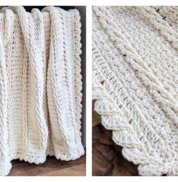 Twelve Cables Baptism Blanket Free Crochet Pattern and Video Tutorial