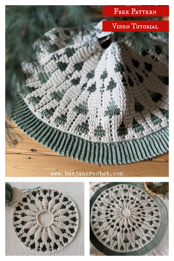 Twinkling Trees Tree Skirt Free Crochet Pattern and Video Tutorial
