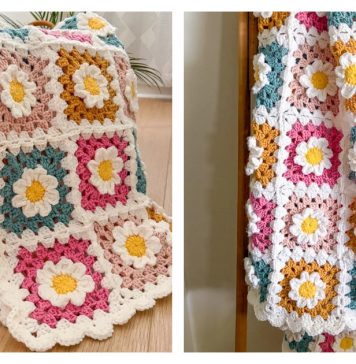 3D Daisy Blanket Free Crochet Pattern and Video Tutorial