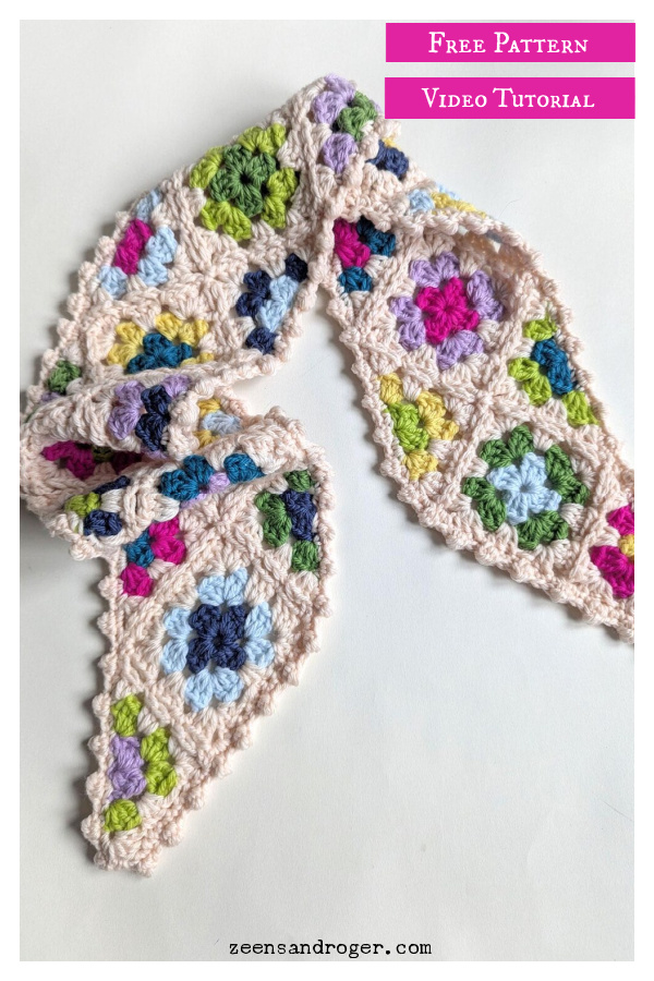 Aster Granny Square Scarf Free Crochet Pattern and Video Tutorial