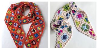 Aster Granny Square Scarf Free Crochet Pattern and Video Tutorial