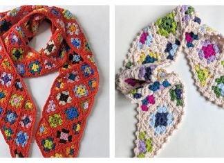 Aster Granny Square Scarf Free Crochet Pattern and Video Tutorial