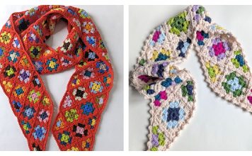 Aster Granny Square Scarf Free Crochet Pattern and Video Tutorial