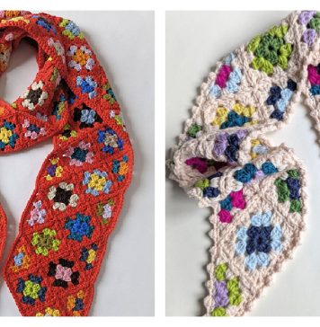 Aster Granny Square Scarf Free Crochet Pattern and Video Tutorial