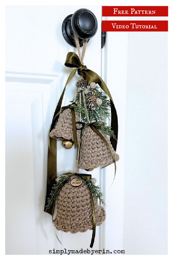 Christmas Bell Ornament Free Crochet Pattern and Video Tutorial