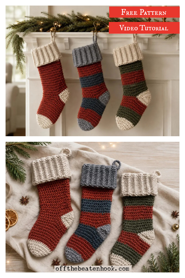Chunky Christmas Stocking Free Crochet Pattern and Video Tutorial