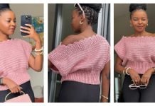 Off Shoulder X Stitch Rib Top Free Crochet Pattern and Video Tutorial