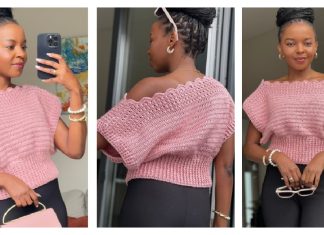 Off Shoulder X Stitch Rib Top Free Crochet Pattern and Video Tutorial
