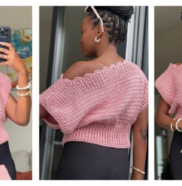Off Shoulder X Stitch Rib Top Free Crochet Pattern and Video Tutorial