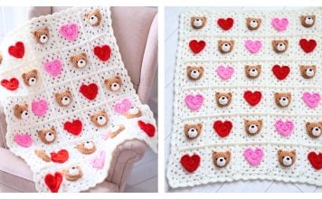 Teddy With Love Blanket Free Crochet Pattern and Video Tutorial