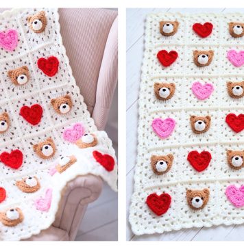 Teddy With Love Blanket Free Crochet Pattern and Video Tutorial