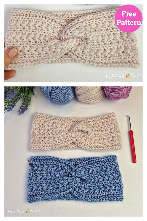 Textured Star Stitch Headband Free Crochet Pattern