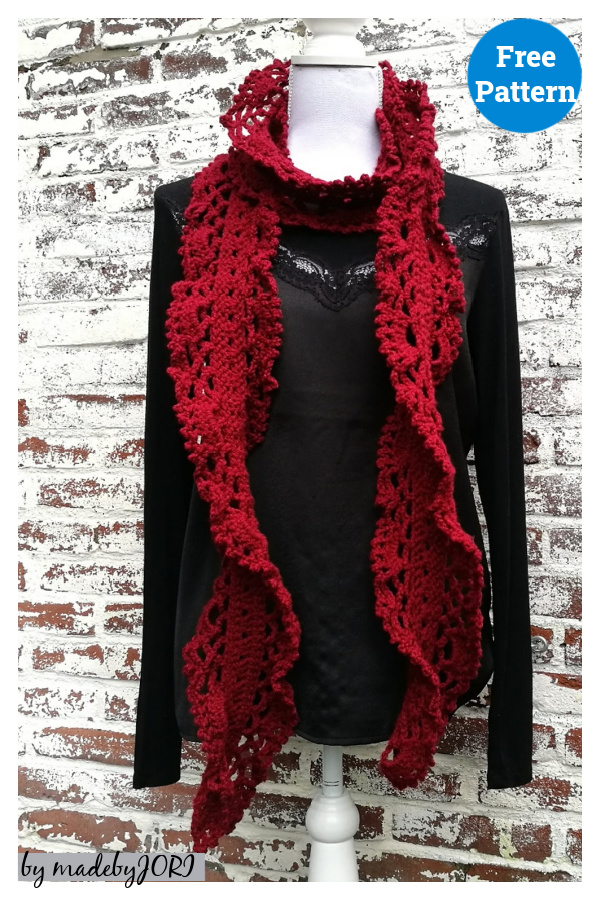 Celosia Twisted Lace Ruffle Scarf Free Crochet Pattern