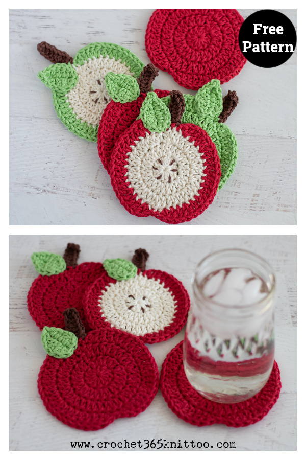 Cider Mill Apple Coasters Free Crochet Pattern