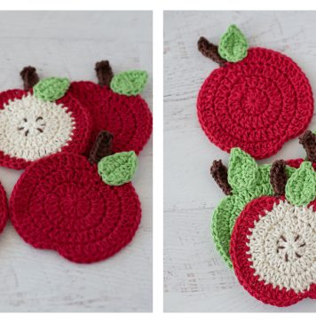 Cider Mill Apple Coasters Free Crochet Pattern